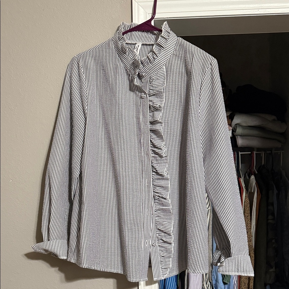 Striped Ruffle Blouse